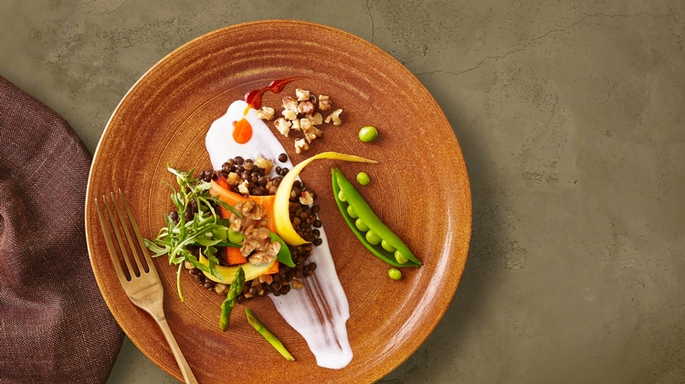 Beluga Lentils With Walnuts And Spring Vegetables