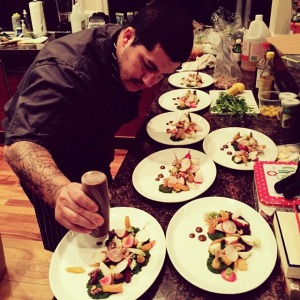 Chef Mikel Anthony plating Winter Garden