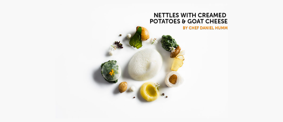 Nettles With Creamed Potatoes & Goat Cheese