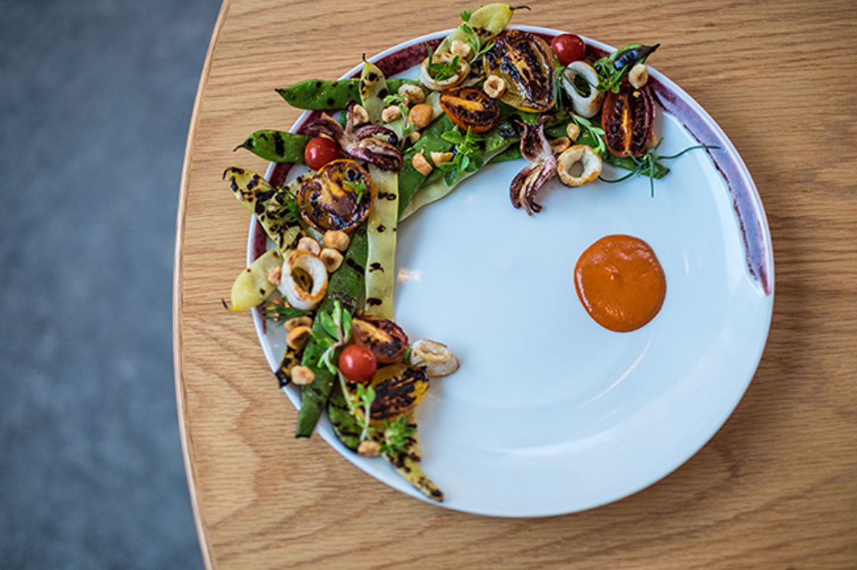 Pole Beans With Squid & Hazelnuts Photo: Ben Russell